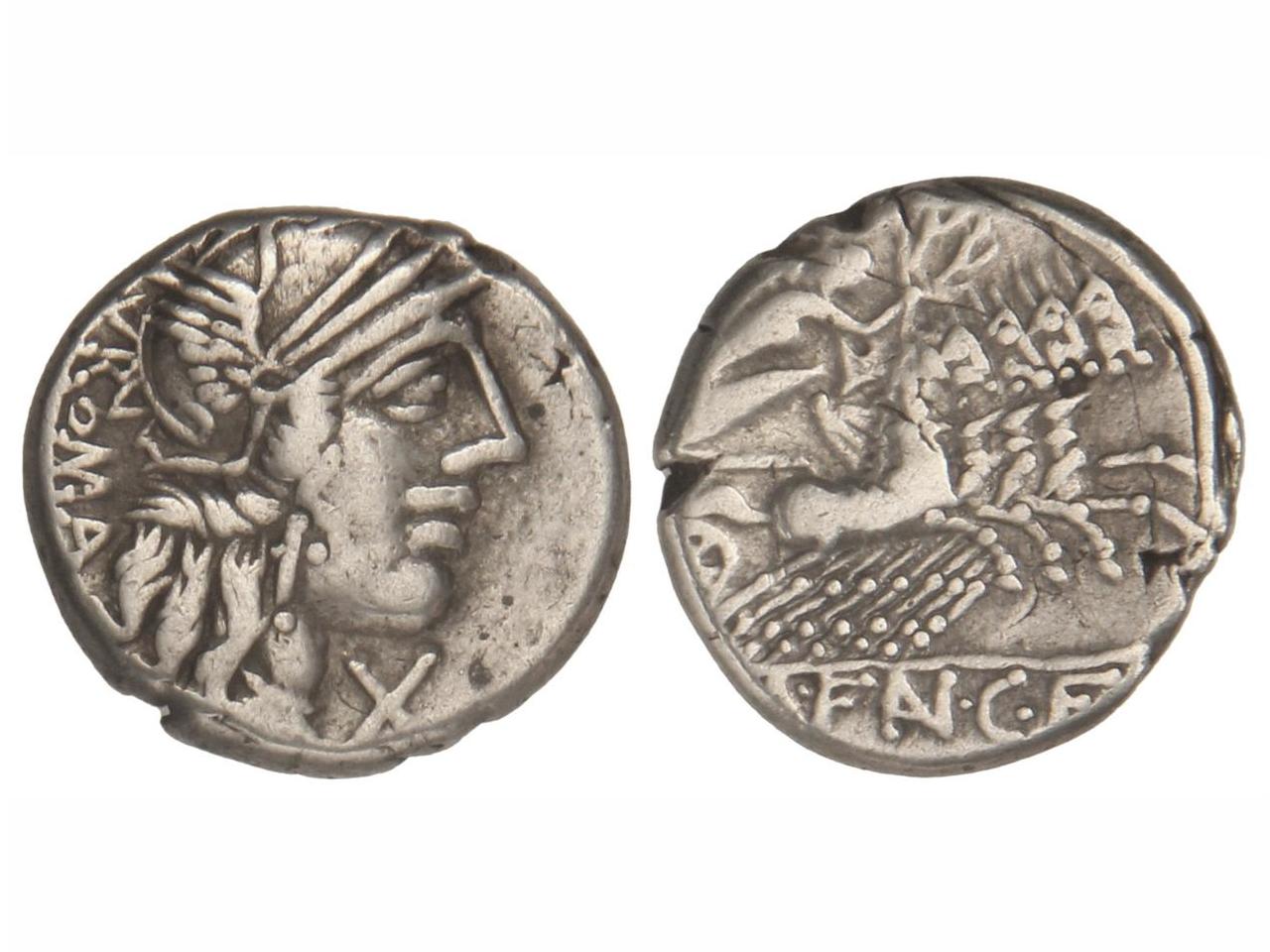 REPÚBLICA ROMANA. Denario. 123 a.C. FANNIA-1. Marcius Fanniu