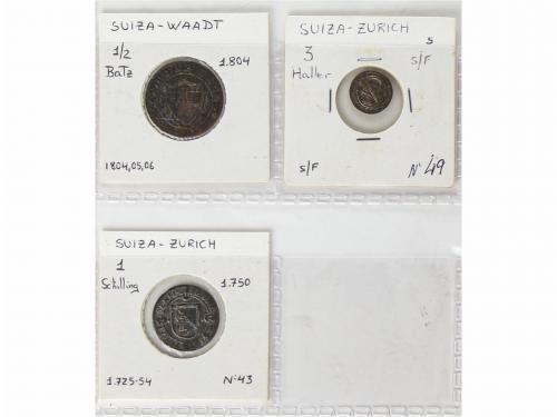 SUIZA. Lote 23 monedas. Siglos XVIII-XIX. CANTONES SUIZOS. A