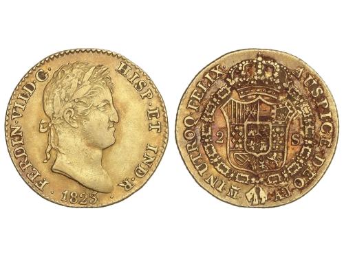 FERNANDO VII. 2 Escudos. 1823. MADRID. A.J. 6,72 grs. (Manch