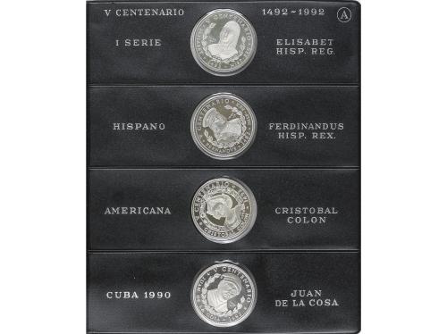 CUBA. Lote 4 monedas 10 Pesos. 1990. AR. V Centenario: Isabe