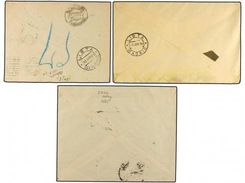 ✉ ESPAÑA. 1930-36. Tres cartas con matasellos LISTA y SELLO 