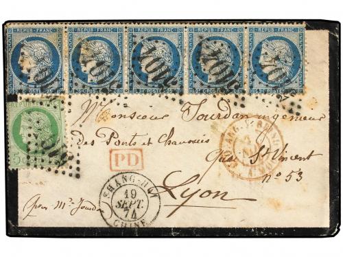 ✉ JAPON. 1874. NAGASAKI a LYON (Francia). Carta con el text