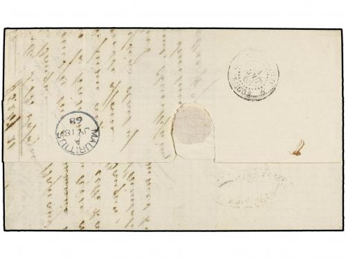 ✉ MAURICIO. Sg. 58, 62, 65. 1868. MAURICE to SAIGON (Indoch