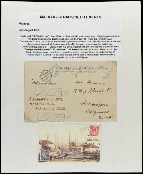 ✉ STRAITS SETTLEMENTS. 1900-1940. MALAYA. Collection on 42