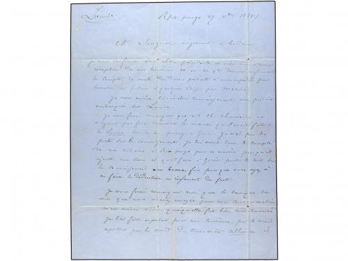 ✉ GUINEA FRANCESA. 1859. RIO PONGO to FRANCE. Entiere lette