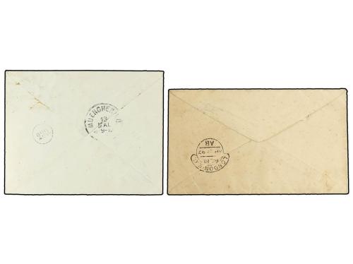 ✉ GIBRALTAR. Sg. 22, 24. 1896-97. Two envelopes to LONDON an