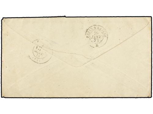 ✉ FRANCIA. Yv. 53 (2), 59. 1873. PARÍS a HOUDAN. 5 cts. verd