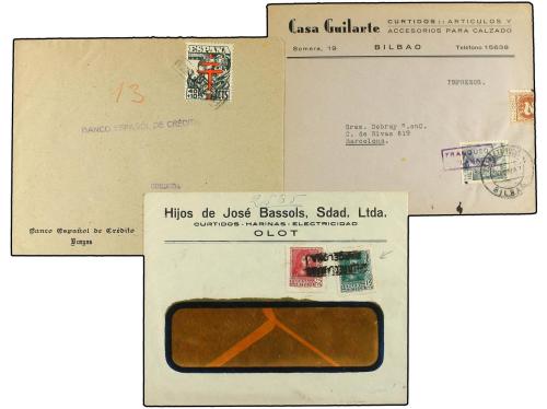 ✉ ESPAÑA. 1941-47. Cinco cartas con mat. FRANQUEO RECLAMADO 