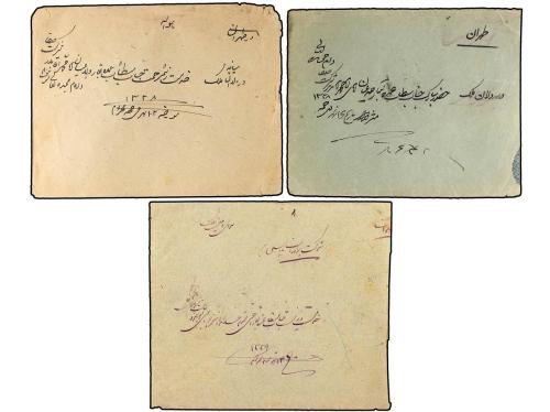 ✉ IRAN. 1910-11. Three covers with 2 ch. + 13 ch., 2 ch. + 3
