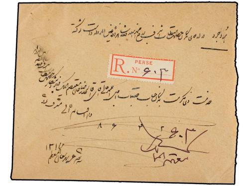 ✉ IRAN. Sc. 145. 1899. TEHERAN to BOUROUDJIRD. 1 kr. red, re