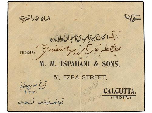 ✉ IRAN. Sc. 632 (3), 481. 1922. MECHED to CALCUTTA (India). 