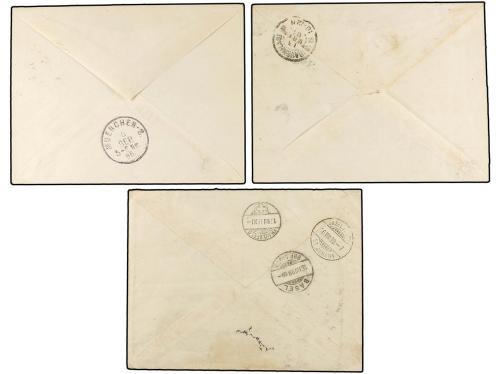 ✉ IRAN. 1897-98. Three postal stationary envelope of 12 ch. 