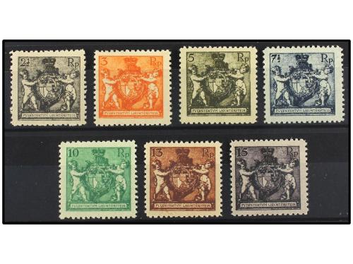 ** LIECHTENSTEIN. Mi. 46B/52B. 1921. COMPLETE set, perf. 12 