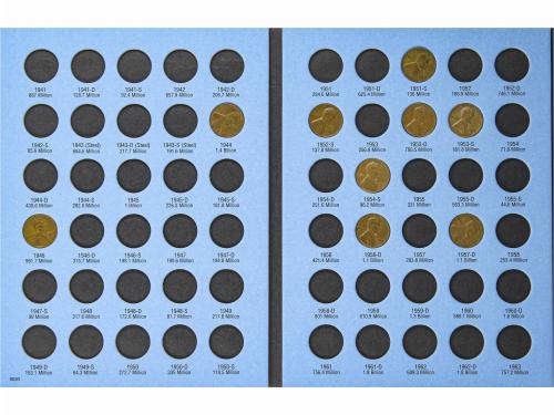ESTADOS UNIDOS. Lote 36 monedas 1 Cent. 1944 a 1960. AE. Tip