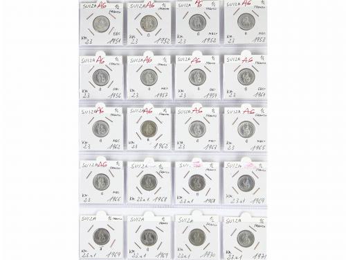SUIZA. Lote 127 monedas 1 Rappen a 1/2 Franc. 1850 a 2009. B
