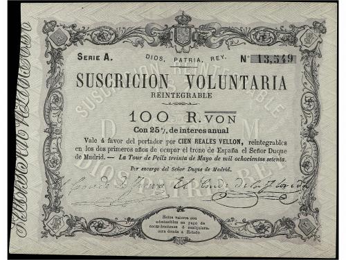 ANTIGUOS. Lote 2 billetes 100 Reales de Vellón. 30 Mayo 1870