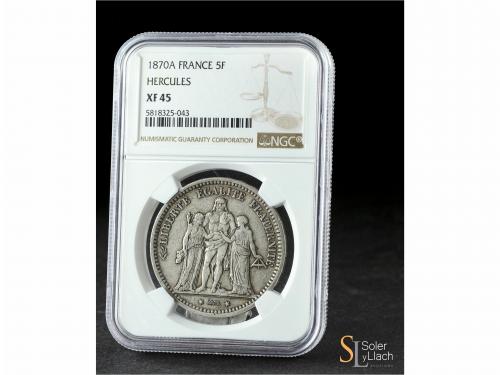 FRANCIA. 5 Francs. 1870-A. III REPUBLIQUE. PARIS. AR. Encaps