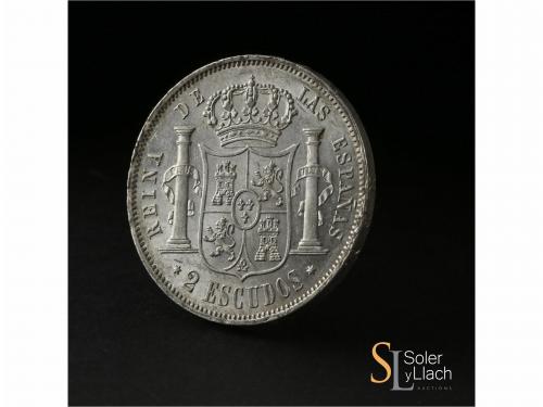 ISABEL II. 2 Escudos. 1867. MADRID. 25,92 grs. (Golpecitos y