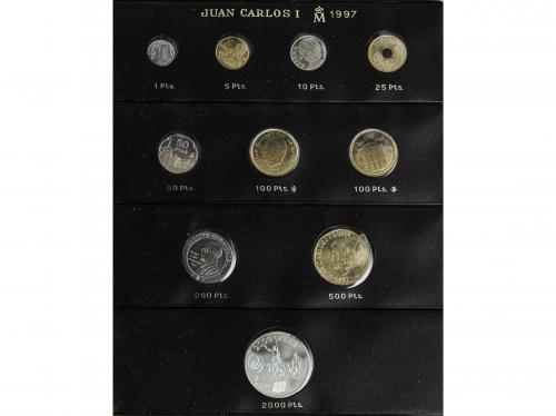JUAN CARLOS I. Lote 215 monedas. 1975 a 1998. AR, Laton, Ni.