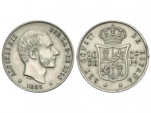 ALFONSO XII. 20 Centavos de Peso. 1885. MANILA. (Leves golpe