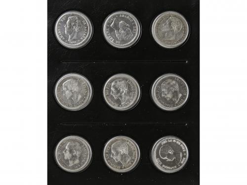 LOTES CENTENARIO. Lote 18 monedas 5 Pesetas. 1871 a 1898. AM