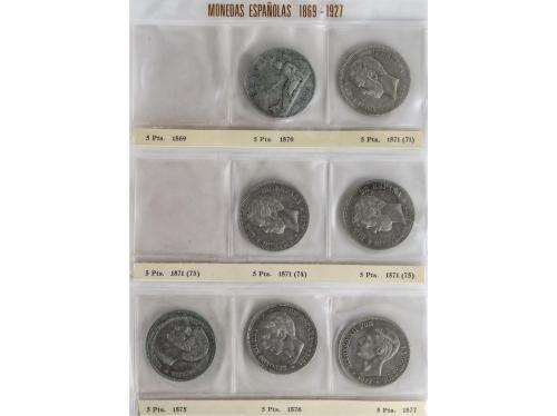 LOTES CENTENARIO. Lote 33 monedas 5 Pesetas. 1870 a 1899. GO