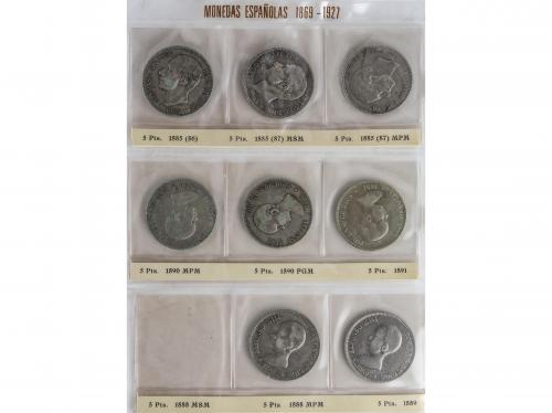 LOTES CENTENARIO. Lote 33 monedas 5 Pesetas. 1870 a 1899. GO