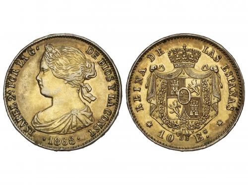 ISABEL II. 10 Escudos. 1868. MADRID. 8,38 grs. FALSA DE ÉPOC