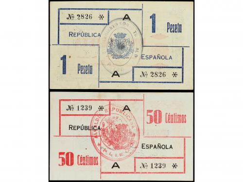 MURCIA. Lote 2 billetes 50 Cèntims y 1 Pesseta. Marzo 1937. 