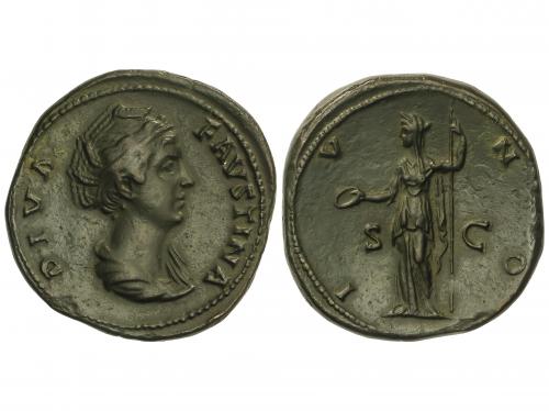 IMPERIO ROMANO. Sestercio. 141 d.C. FAUSTINA I. Anv.: DIVA F