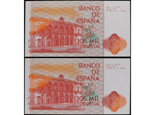 JUAN CARLOS I. Lote 2 billetes 2.000 Pesetas. 22 Julio 1980.