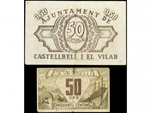 CATALUNYA. Lote 2 billetes 50 Cèntims. Maig i Desembre 1937.