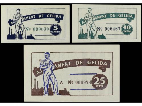 CATALUNYA. Lote 3 billetes 5, 10, 25 Cèntims. 12 Març 1937. 