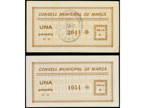 CATALUNYA. Lote 2 billetes 1 Pesseta. Octubre 1937. C.M. de 