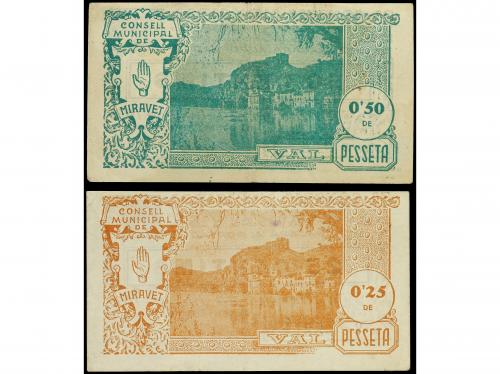 CATALUNYA. Lote 2 billetes 25 y 50 Cèntims. 24 Juny 1937. C.