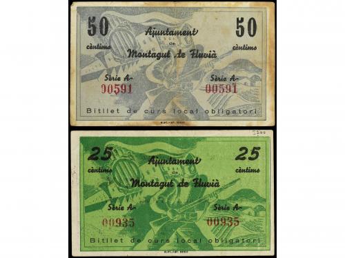 CATALUNYA. Lote 2 billetes 25, 50 Cèntims. 26 Agost 1937. Aj