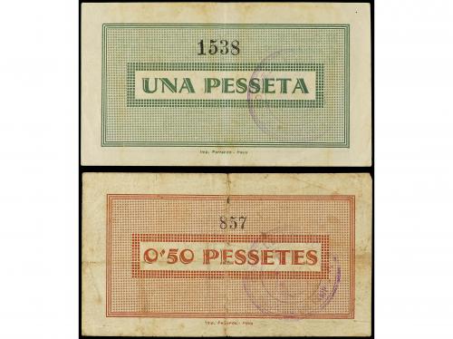 CATALUNYA. Lote 2 billetes 0, 50 y 1 Pessetes. 25 Maig 1937.