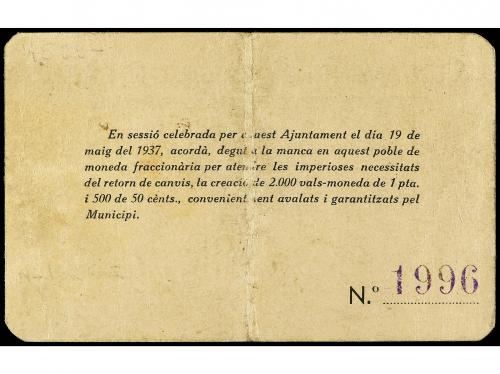 CATALUNYA. 1 Pesseta. 19 Maig 1937. Aj. de MARTORELLES DE BA
