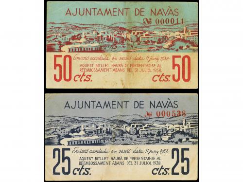 CATALUNYA. Lote 2 billetes 25 y 50 Cèntims. Juny 1937. Aj. d