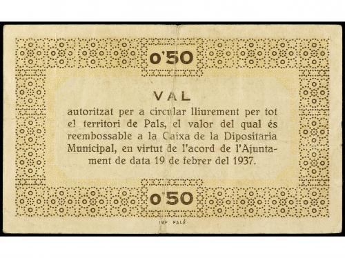 CATALUNYA. 50 Cèntims. 25 Febrer 1937. Aj. de PALS. ESCASO. 