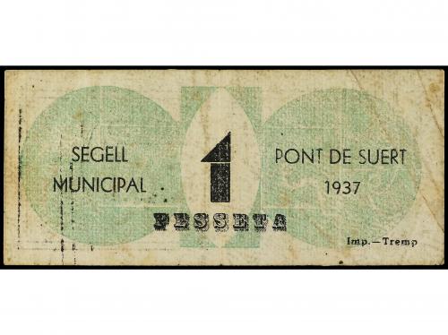 CATALUNYA. 1 Pesseta. 1937. C.M. de PONT DE SUERT. (Algo suc