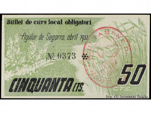 CATALUNYA. 50 Cèntims. 27 Abril 1937. C.M d´ AGUILAR DE SEGA