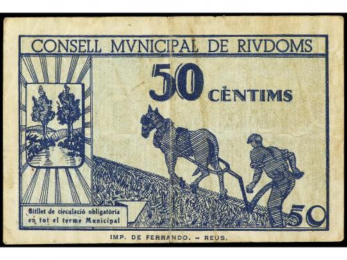 CATALUNYA. 50 Cèntims. 15 Juny 1937. C.M. de RIUDOMS. AT-217