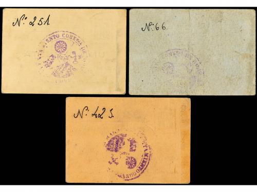 CATALUNYA. Lote 3 billetes 25 y 50 Cèntims y 1 Pesseta. 1937