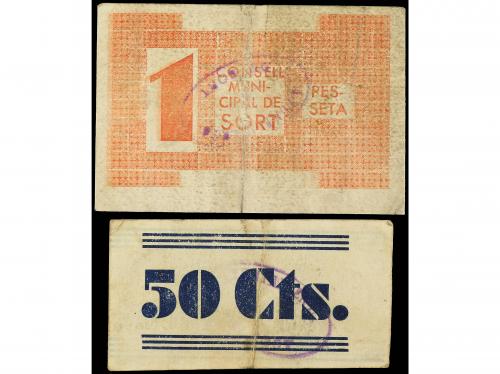 CATALUNYA. Lote 2 billetes 0, 50 y 1 Pesseta. 1937. C.M. de 