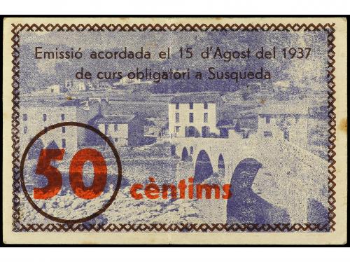 CATALUNYA. 50 Cèntims. 15 Agosto 1937. Aj. de SUSQUEDA. RARO