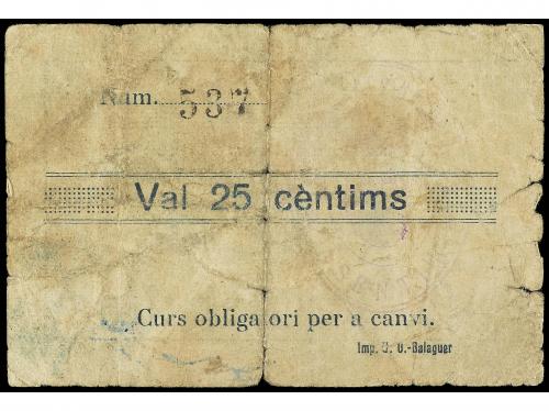 CATALUNYA. 25 Cèntims. 21 Agost 1937. Aj. de LA SENTIU. (Rot