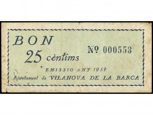 CATALUNYA. 25 Cèntims. 1937. Aj. de VILANOVA DE LA BARCA. (A