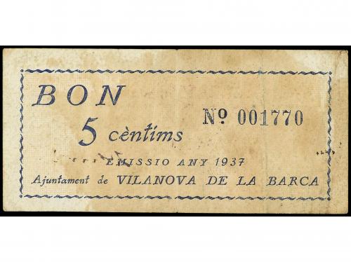 CATALUNYA. 5 Cèntims. 1937. Aj. de VILANOVA DE LA BARCA. (Al