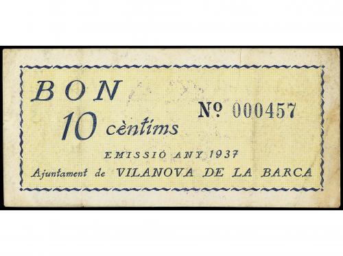 CATALUNYA. 10 Cèntims. 1937. Aj. de VILANOVA DE LA BARCA. (A